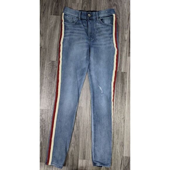Express Womens Size 4 R Stretch Ankle High Rise Distressed Skinny Denim Leggings - Picture 1 of 11